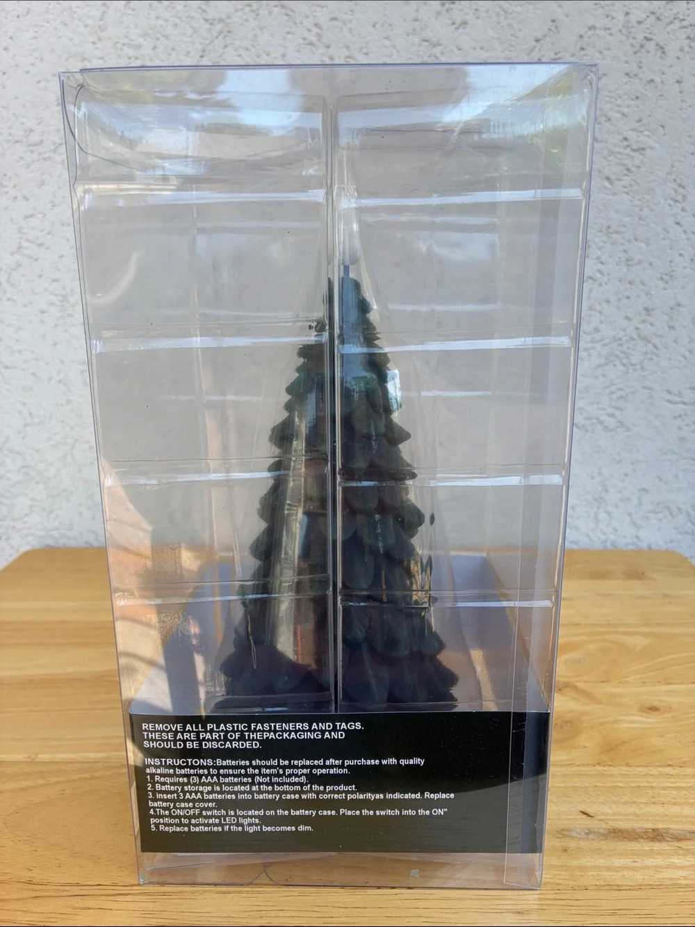 Christmas LED Wax Green Tree Candle 8.5 inches